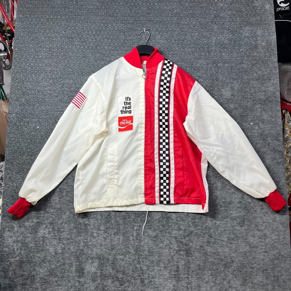 VTG 80s Coca Cola Great Lakes Windbreaker Jacket Men's Red White Flag Patch - XL